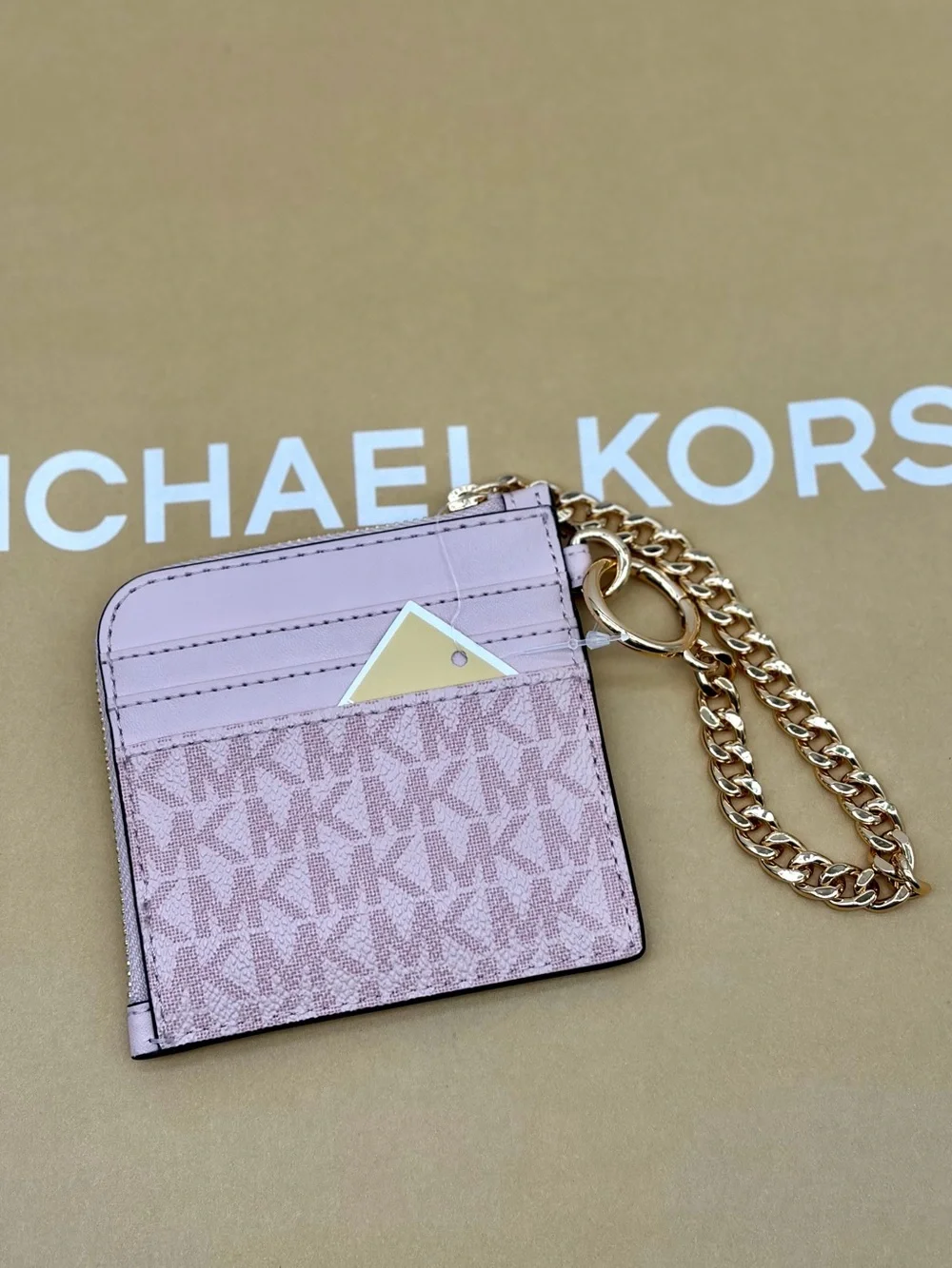 Michael Kors Jet Set Travel Signature Logo Chain Wallet Card Holder